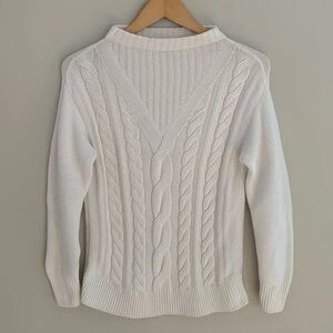 Barbour Elegant White Cable Knit Sweater